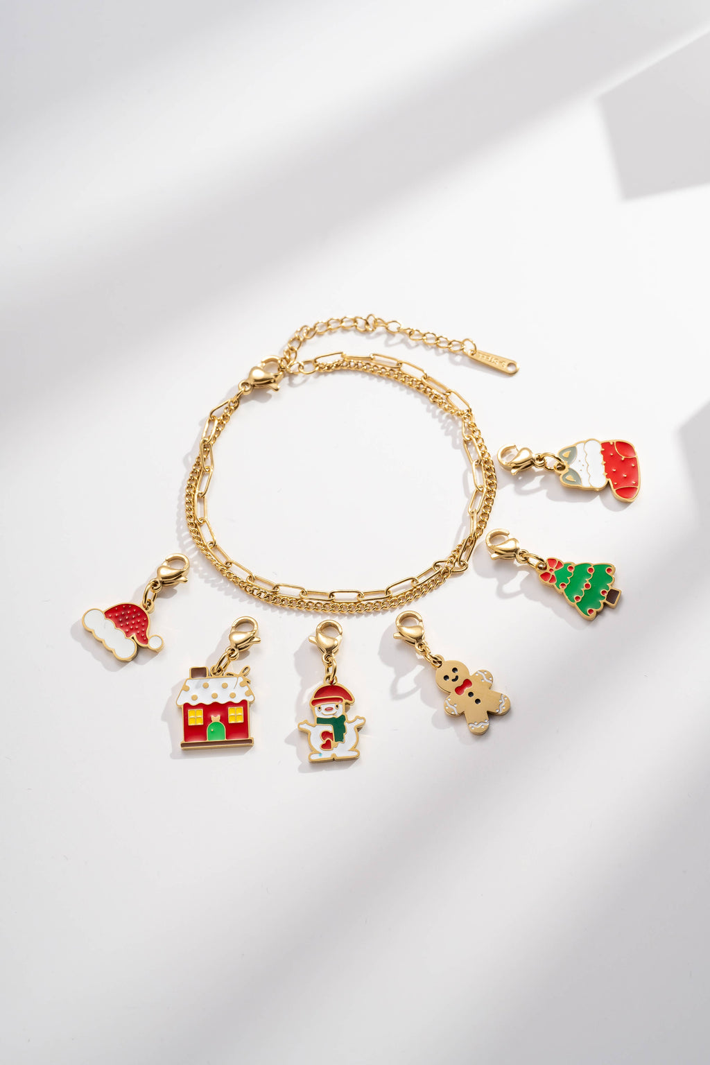 COSMOS Edelstahlarmband mit Double-Tour und rechteckigem Charm-Halter