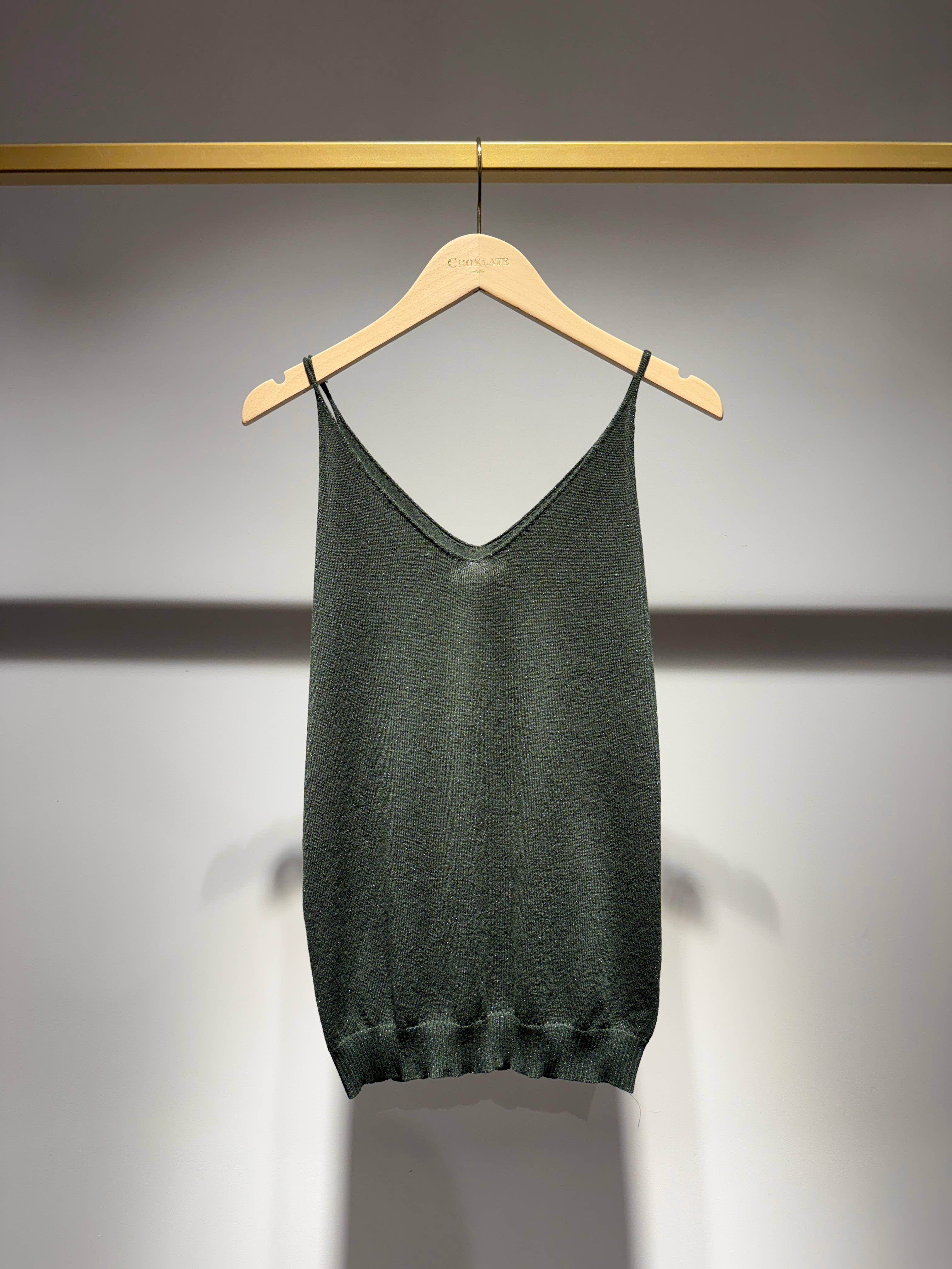 Glänzendes Lurex-Trägershirt - 8752: Schwarz / Eine Größe