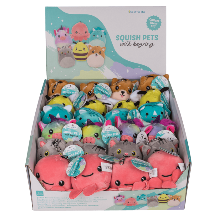 Squish Pets mit Schlüsselanhänger, ca. 9 cm
