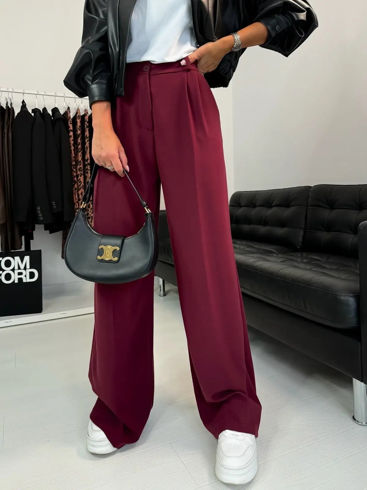 Unifarbene Hose mit weitem Bein - 7140-4: Rose clair / S-M-L-XL
