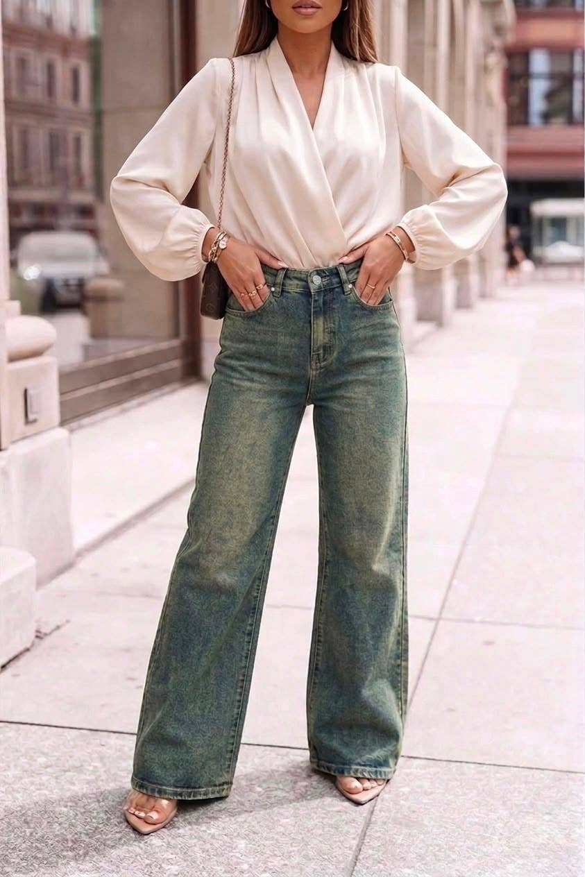 Jeans mit weitem Bein und hoher Taille – Stretch: Himmelblau / 1 X S/3 S/3 M/2 L/1XL