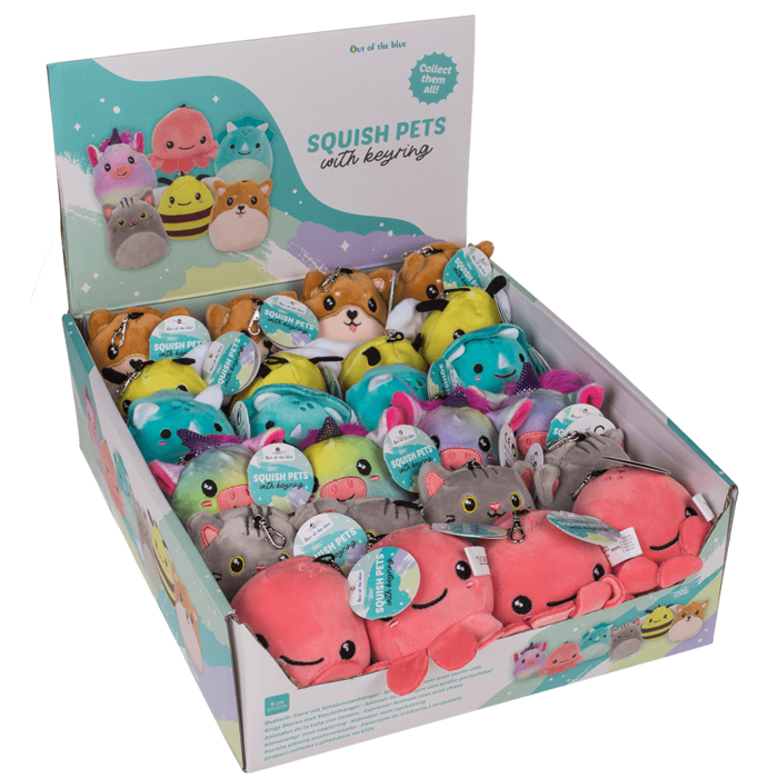 Squish Pets mit Schlüsselanhänger, ca. 9 cm