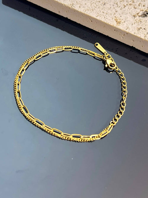 COSMOS Edelstahlarmband mit Double-Tour und rechteckigem Charm-Halter
