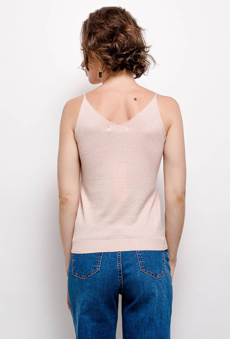 Glänzendes Lurex-Trägershirt - 8752: Schwarz / Eine Größe