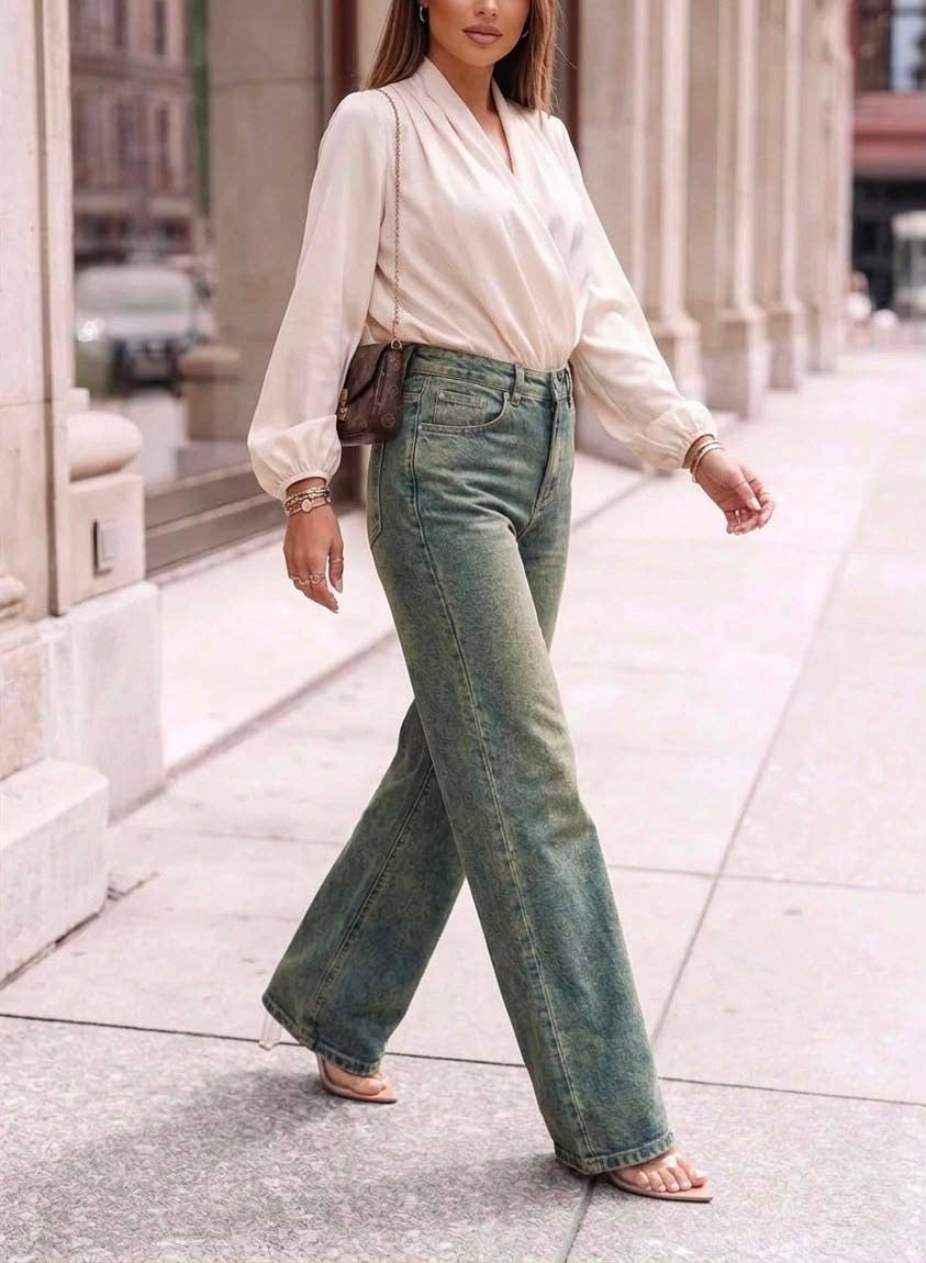 Jeans mit weitem Bein und hoher Taille – Stretch: Himmelblau / 1 X S/3 S/3 M/2 L/1XL