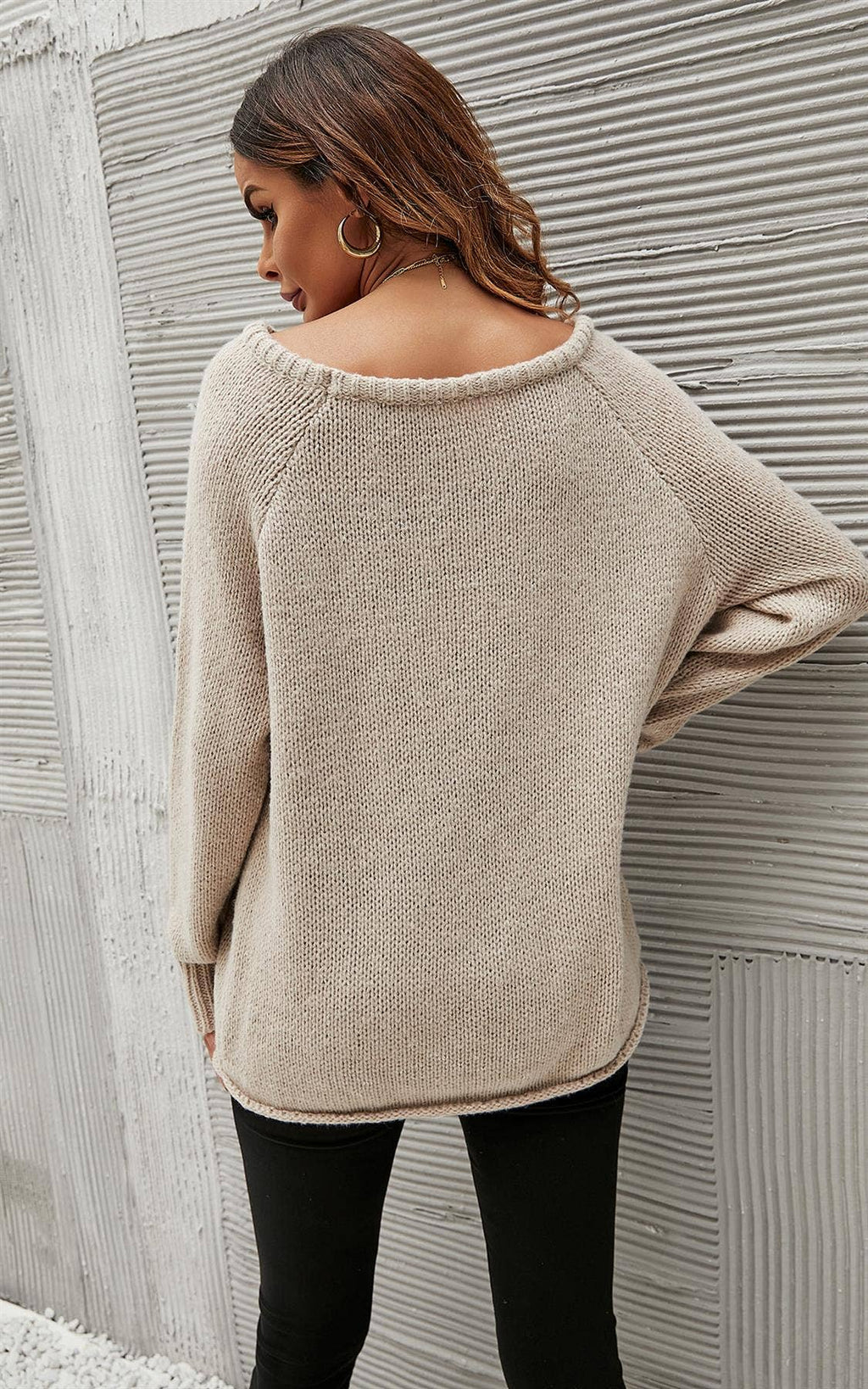 Bequemes Pullover-Top in Beige