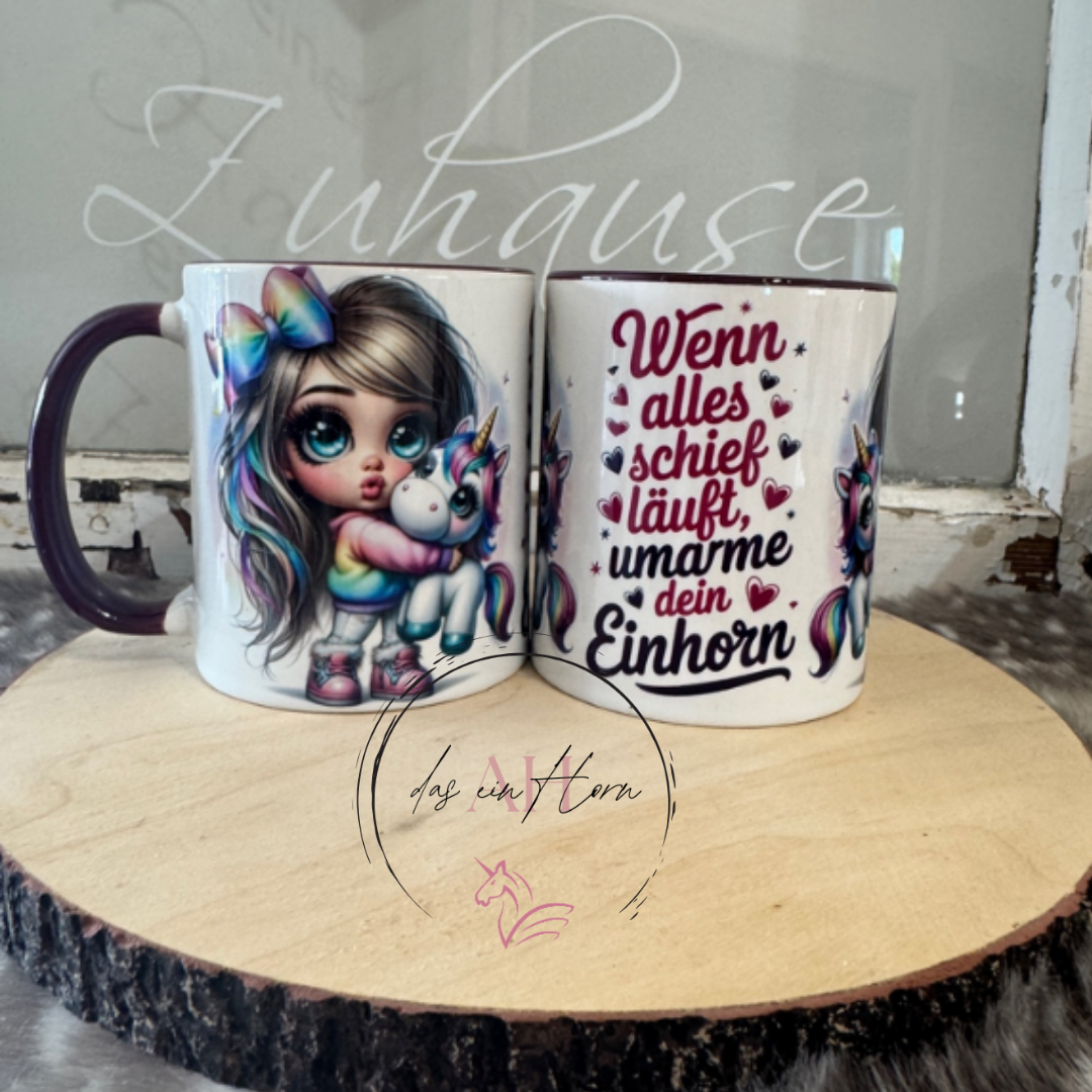 Tasse Umarme ein Einhorn