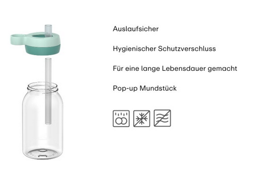 Mepal Trinkflasche mit Trinkhalm 450ml