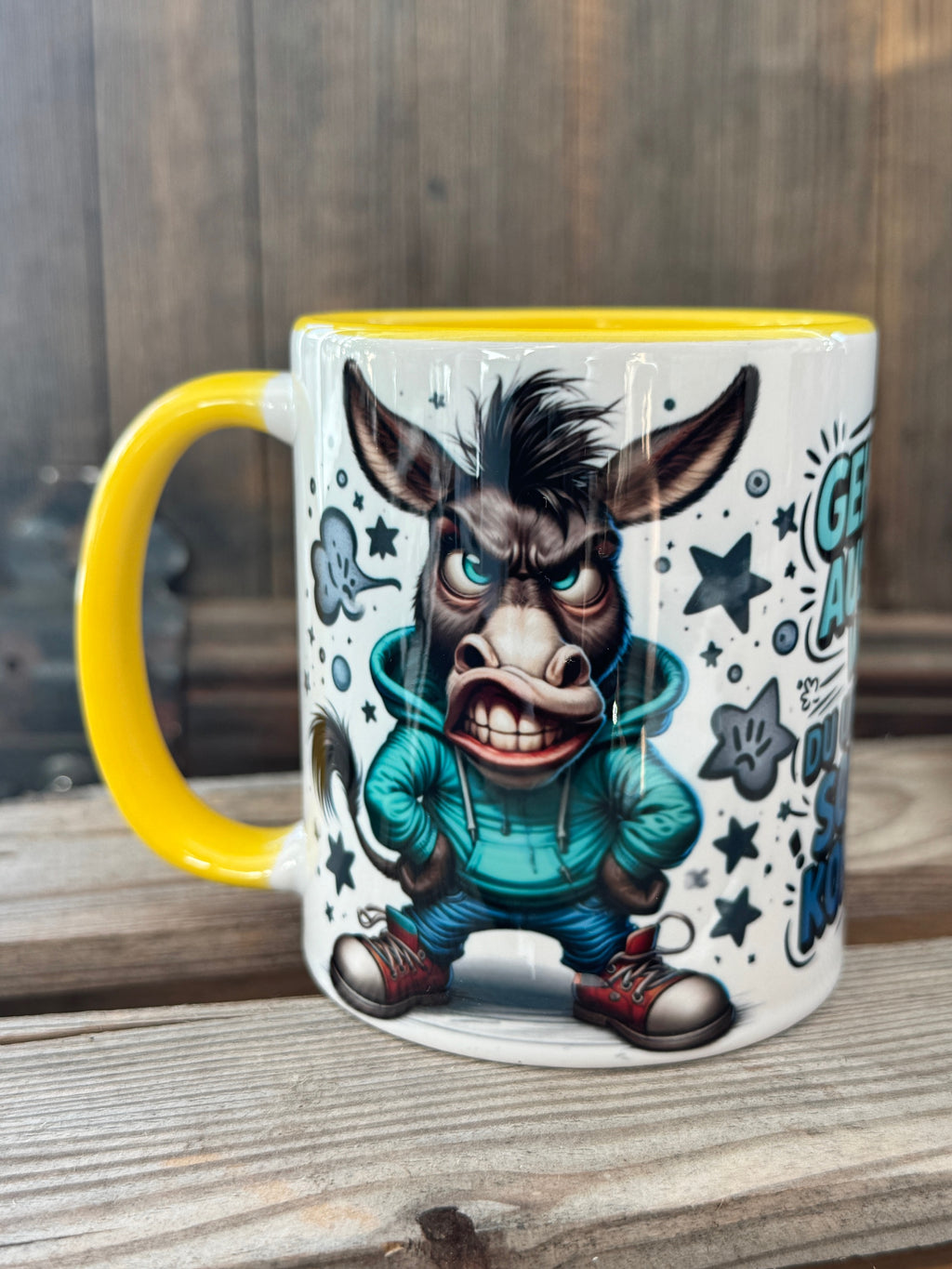 Tasse Grantiger Esel