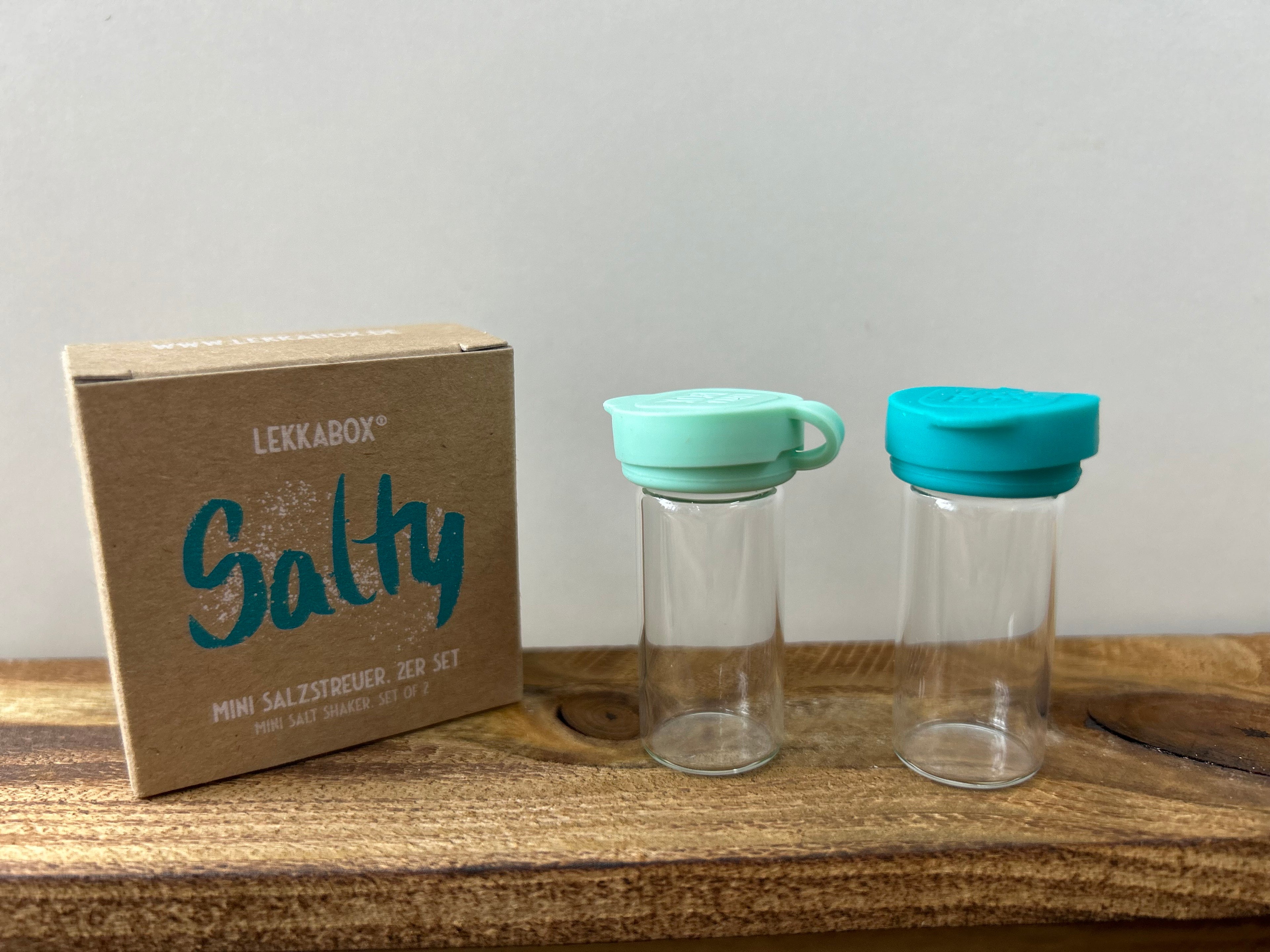 LEKKABOX - Mini Salzstreuer - 2er Set - blau/mint