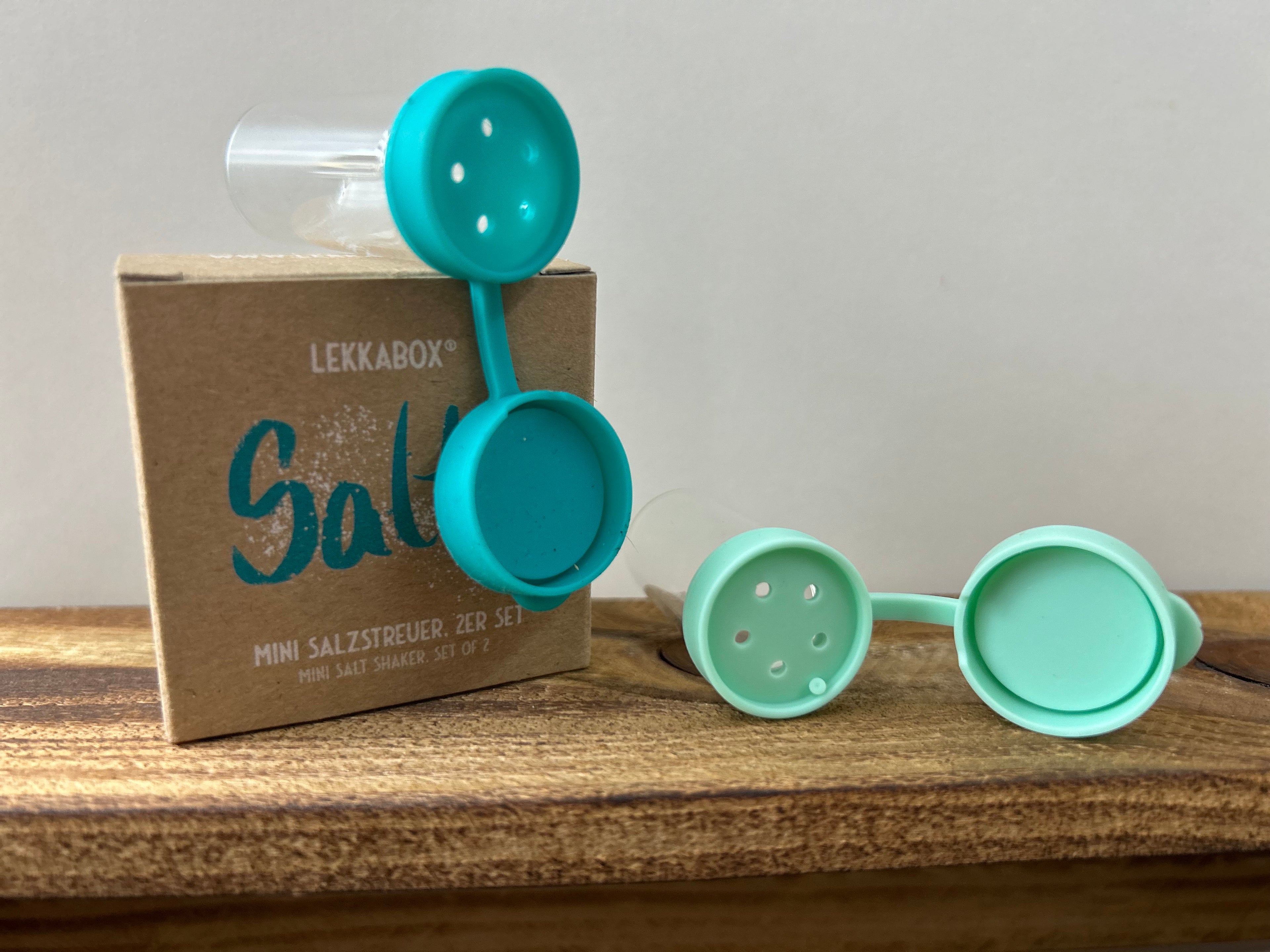 LEKKABOX - Mini Salzstreuer - 2er Set - blau/mint