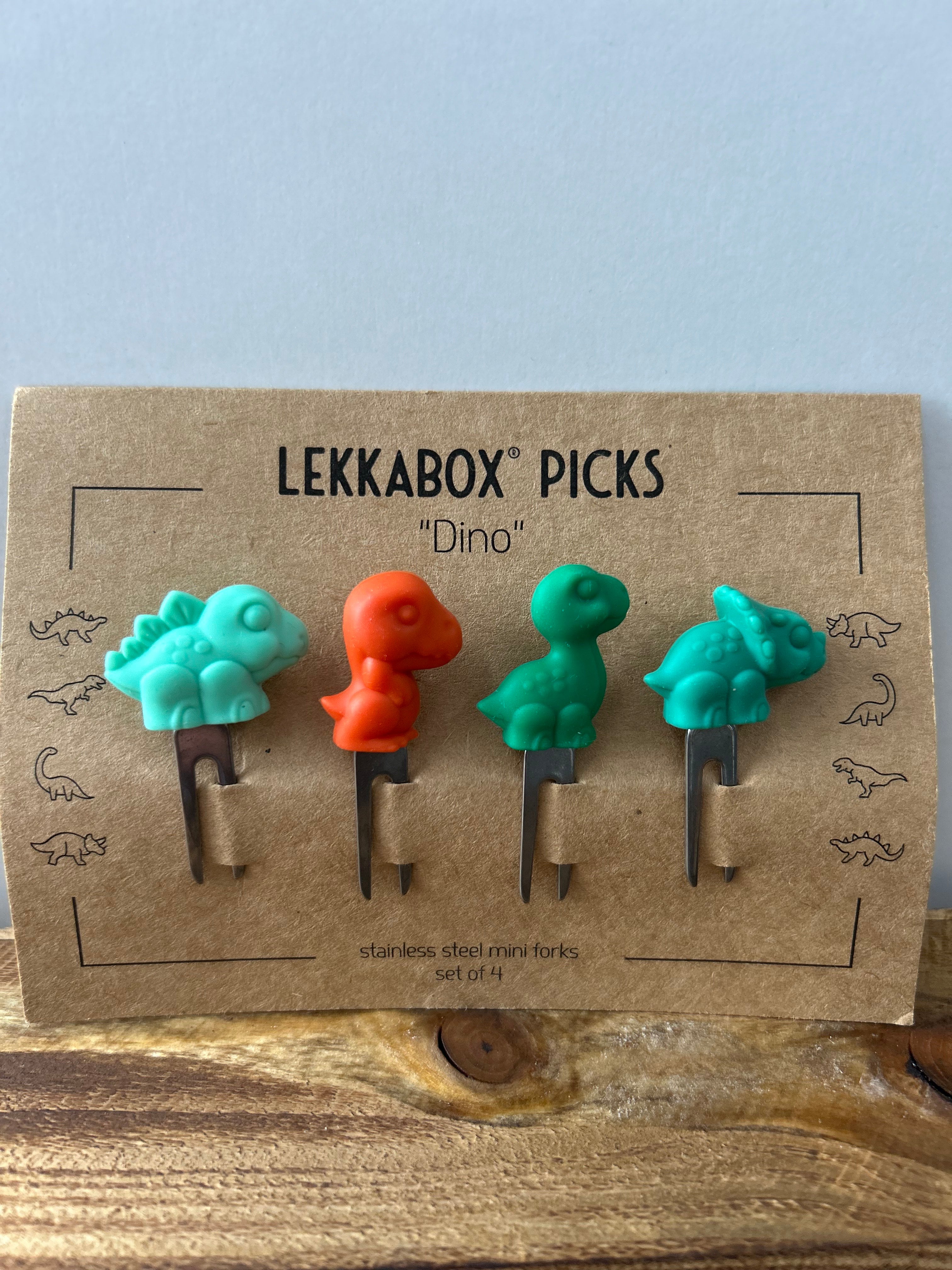 LEKKABOX - Edelstahl Piekser - 4er Set - Dino