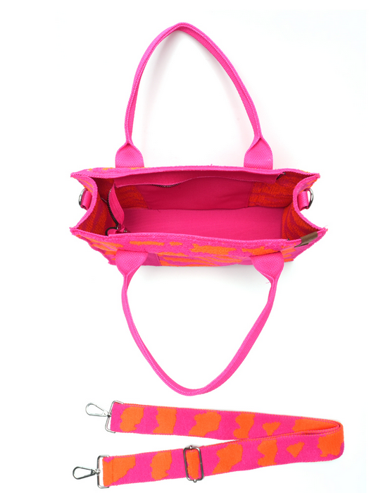 Tote Bag Mirthe - Leo Pink/Orange -Flauschig