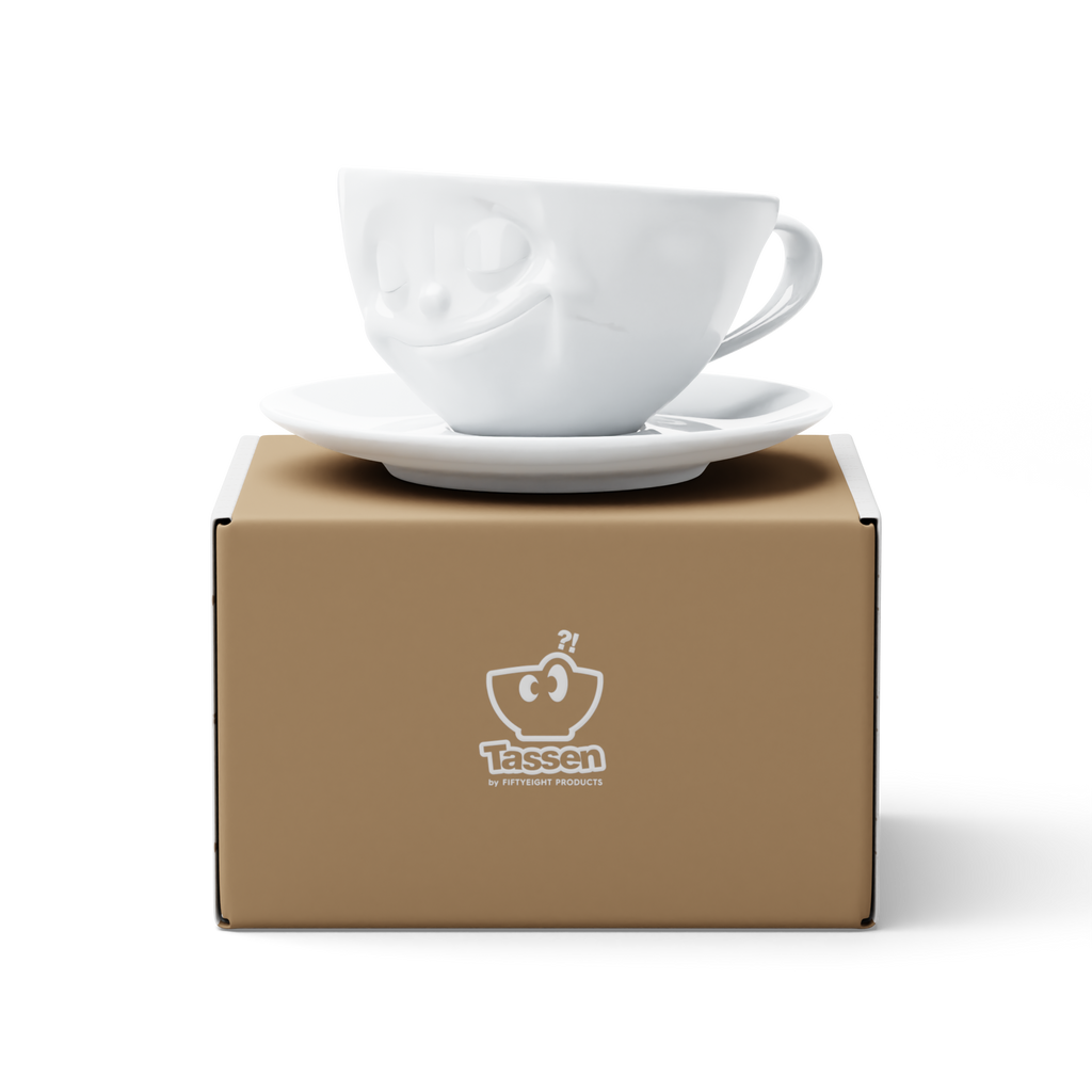 58 - Kaffeetasse Glücklich weiß, 200 ml