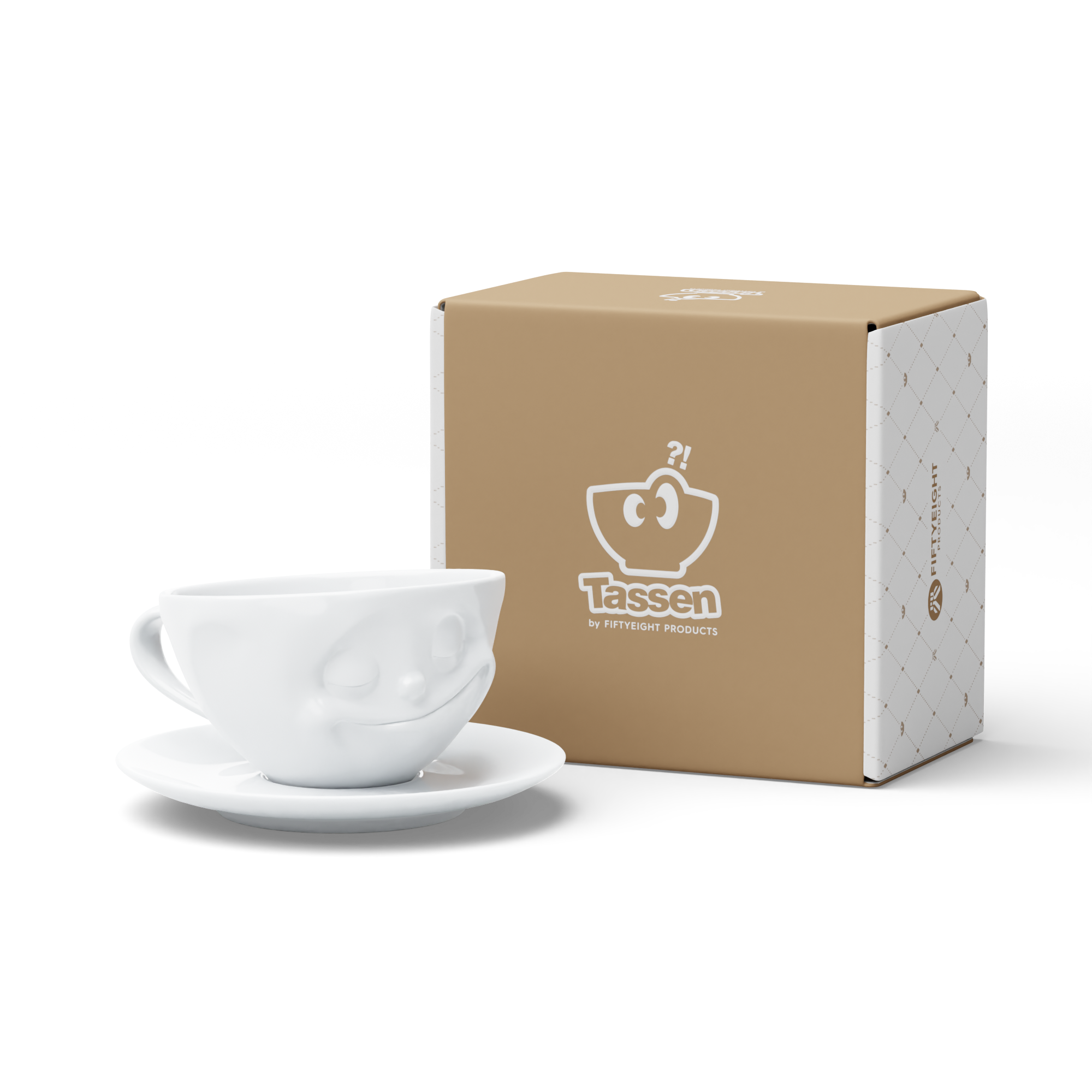 58 - Kaffeetasse Glücklich weiß, 200 ml