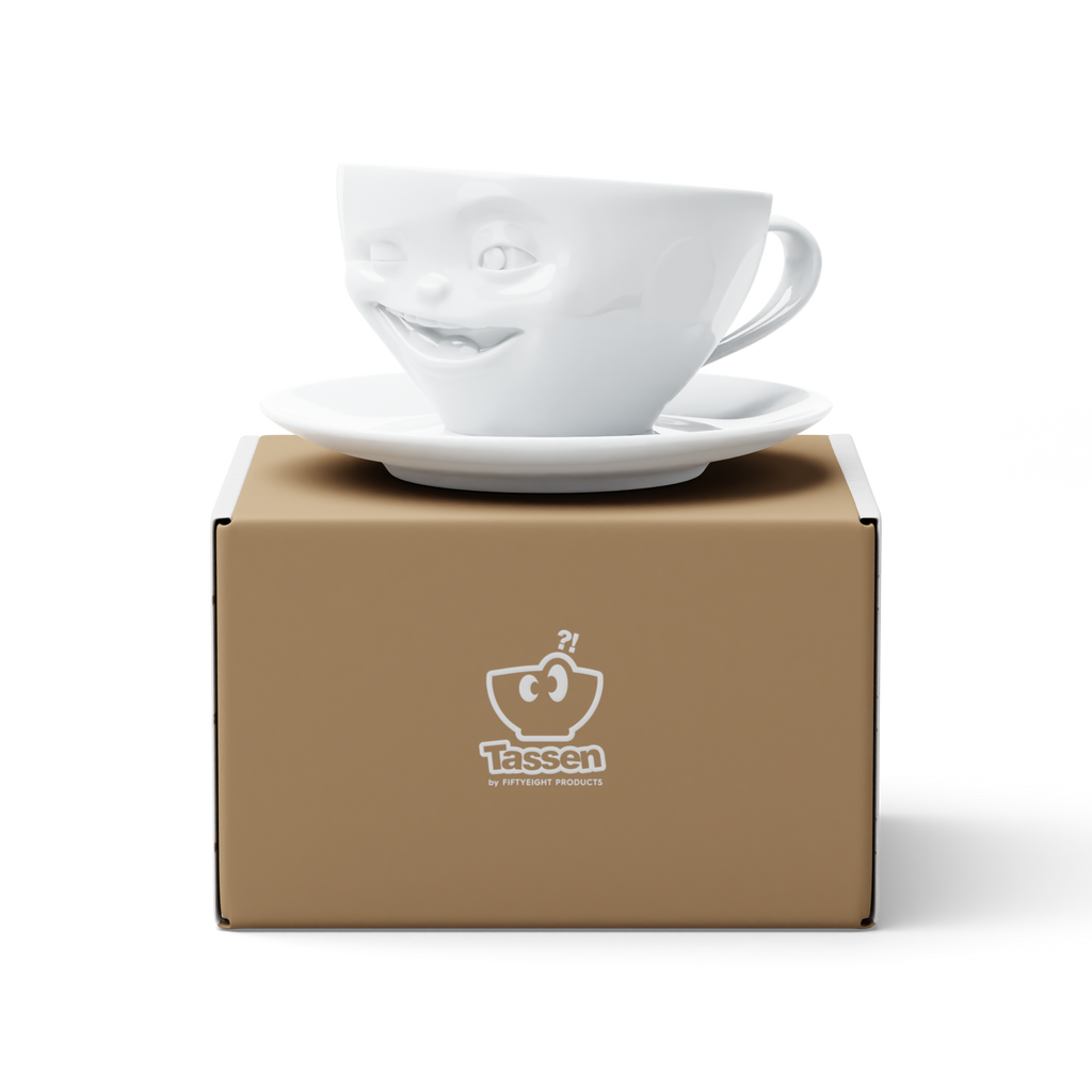 58 - Kaffeetasse Zwinkernd weiß, 200 ml
