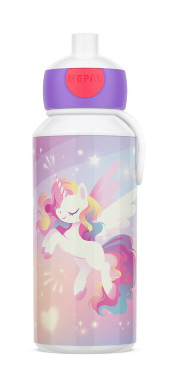 Trinkflasche Pop-Up 400 ml - Unicorn Glow