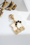 Charm DOG vergoldet emailliert – Edelstahl, Motiv Knochen und Pfote