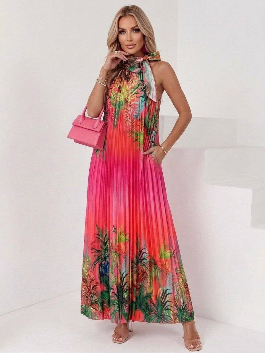 Langes plissiertes Kleid