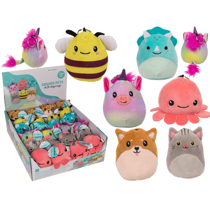 Squish Pets mit Schlüsselanhänger, ca. 9 cm