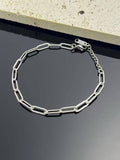 Rechteckiges gehämmertes Gliederarmband, Edelstahl.: Argent