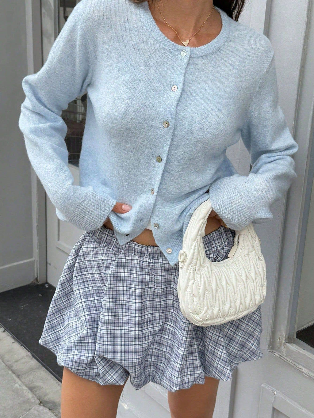 Minimalismus Casual Chic Rundhals-Strickpullover/Cardigan: Rosa / L