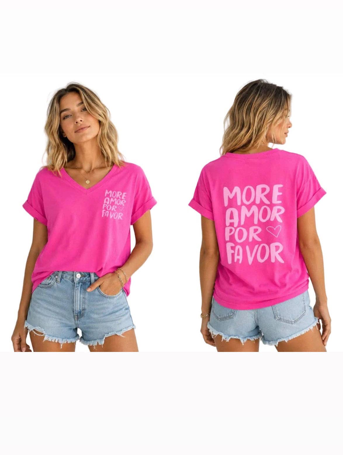 T-Shirt More Amor Por Favor Pink: Pink
