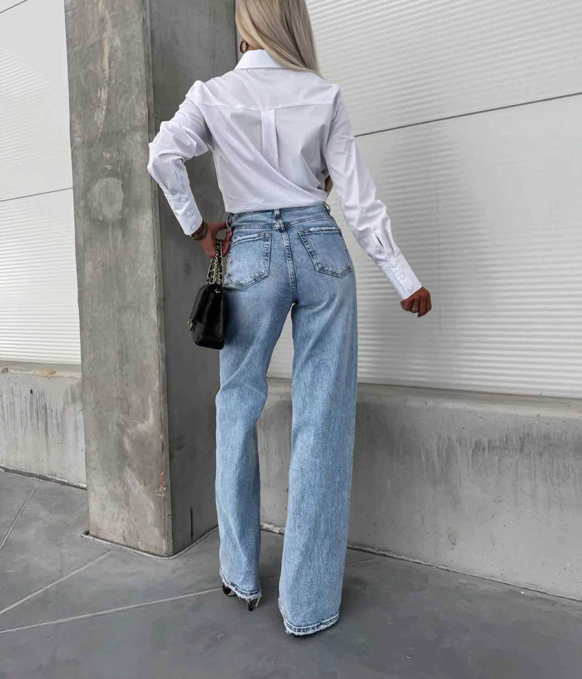 Jeans mit weitem Bein und hoher Taille – Stretch: Himmelblau / 1 X S/3 S/3 M/2 L/1XL
