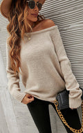 Bequemes Pullover-Top in Beige