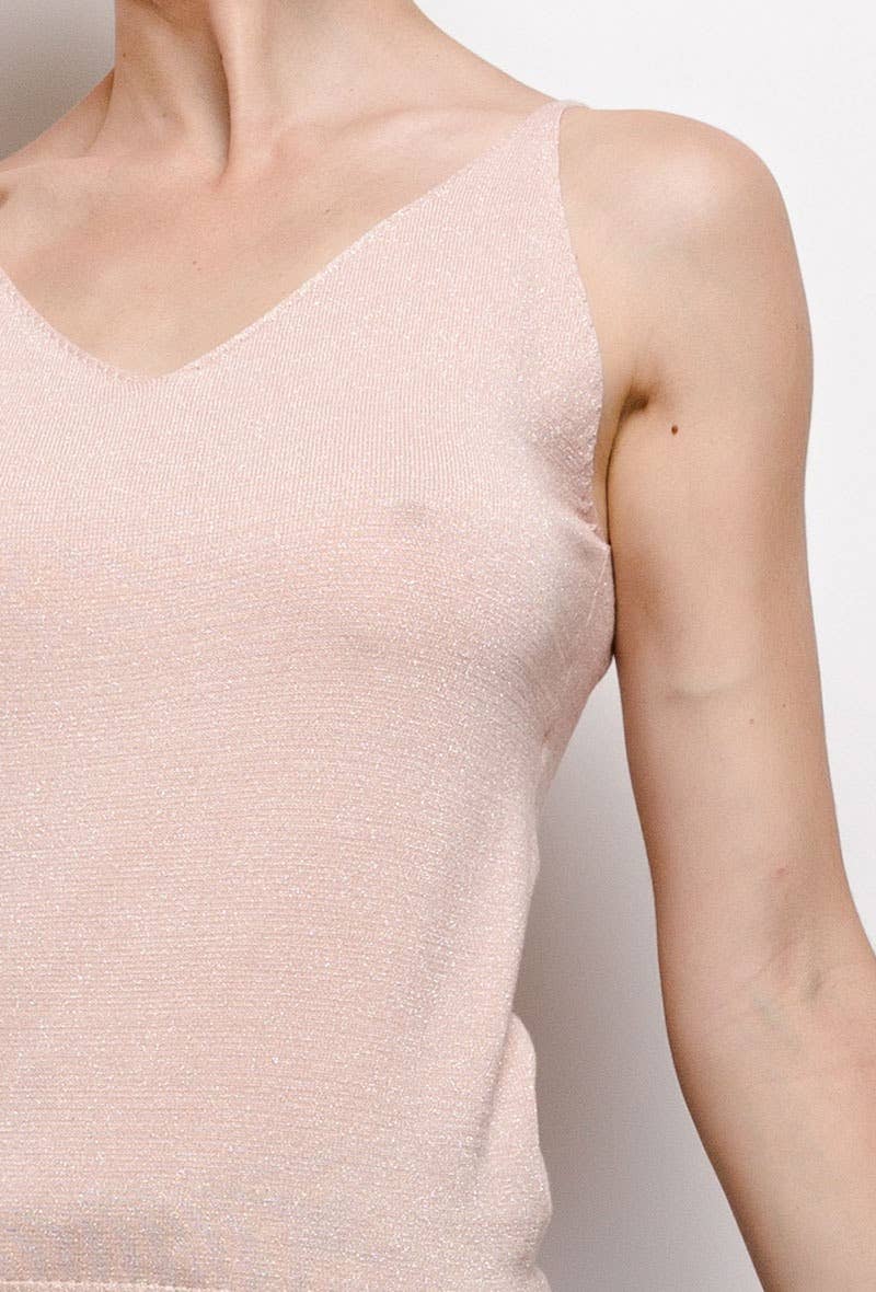 Glänzendes Lurex-Trägershirt - 8752: Schwarz / Eine Größe