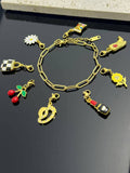 Rechteckiges gehämmertes Gliederarmband, Edelstahl.: Or jaune